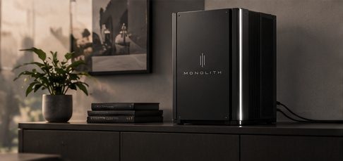 The Monolith appliance installed on a credenza in a smaller office